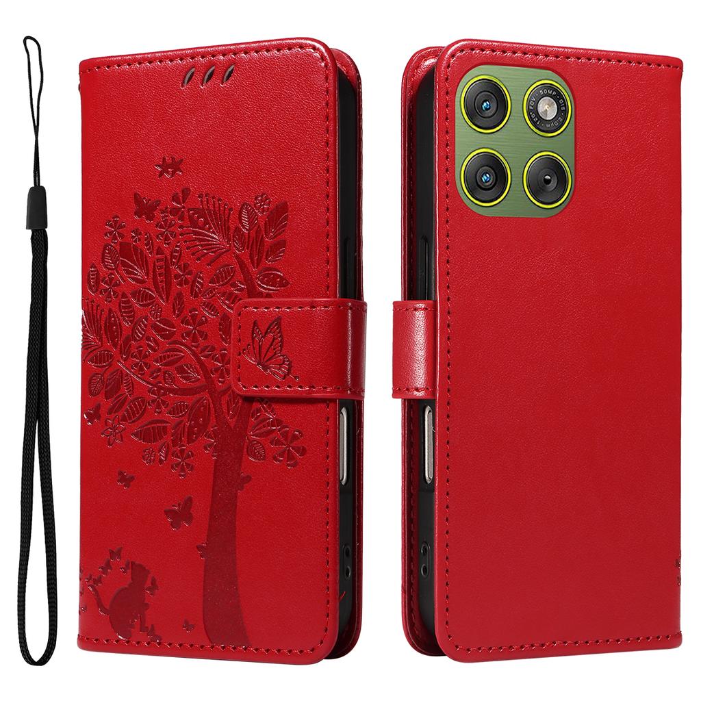 For Motorola Edge 70 5G Phone Case with Stand Cat Tree Pattern Leather Wallet Mobile Cover