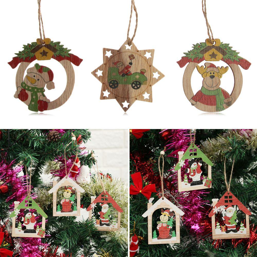 

Изделия из дерева Веселые рождественские елочные украшения Рождественские подвески из дерева Рождественские украшения F