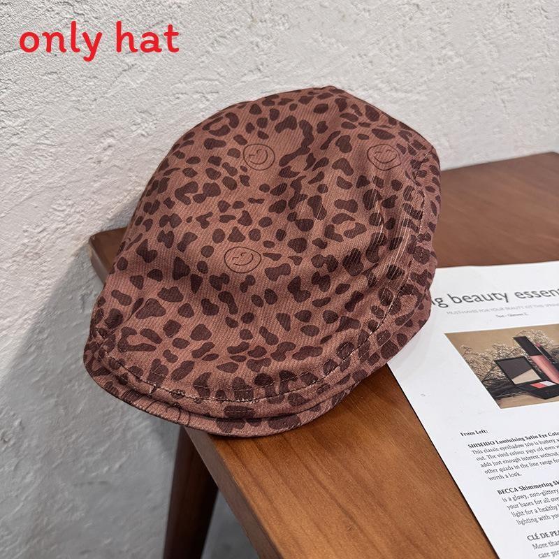 Print Leopard Fashion Smiling Face Pattern Women Casual Beret For Autumn
