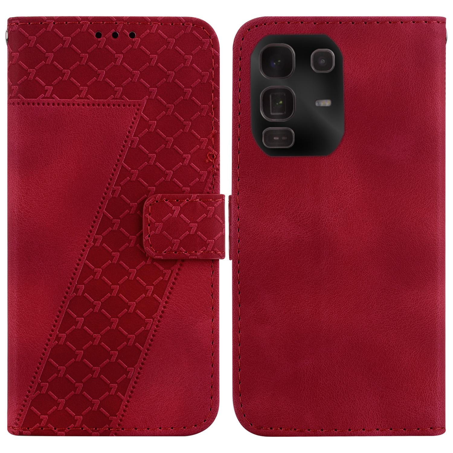 

For Infinix Note 50 Pro+ 5G Stand Case 7-Shaped Pattern Imprint Leather Phone Cover with Strap E