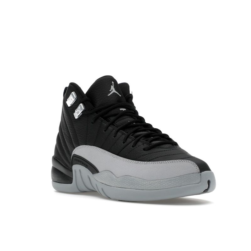 Air Jordan 12 Retro GS Barons Kids Sneakers Black Wolf-Grey White 153265-010