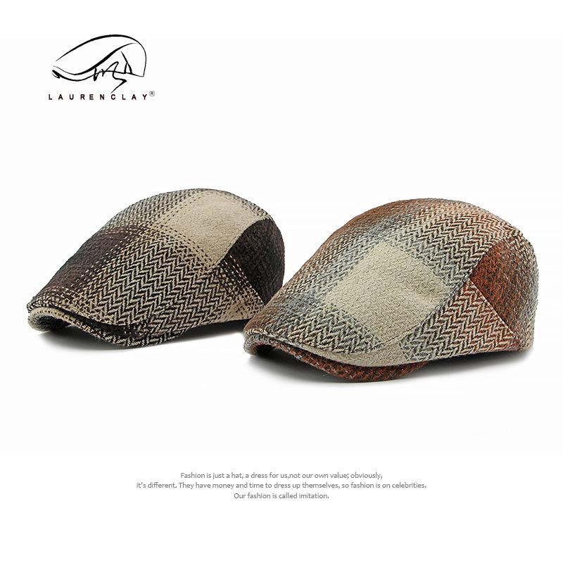 

Retro beret ladies spring and autumn new gradual change cap British fashion painter hat forward hat men s green tide Adjustable бордовий