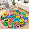 1pc Colorful Monsters Carpet for Office Non-Slip, Round Carpet, Soft & Comfortable, Carpet for Office, Lightweight Round Floor Mat