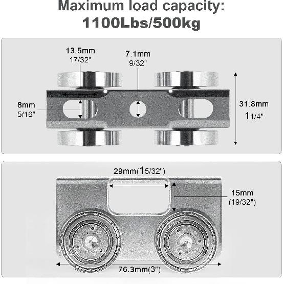 Trolley Assembly,Upgraded Load and Stable 4 Wheel Light Duty for Use with All 1-5/8" or Taller Strut Channel(Pack of 4)……