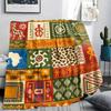 1Pc Ethnic Tribal Texture Print Flannel Blanket, High Quality Comfortable for All Seasons, Home Decor, Warmth and Comfort, Perfect for Gifts