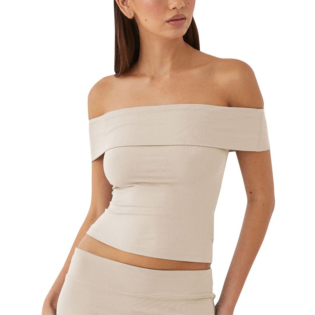 Women's New Summer Tube Top Sexy T-Shirt One Shoulder Hot Girl Top