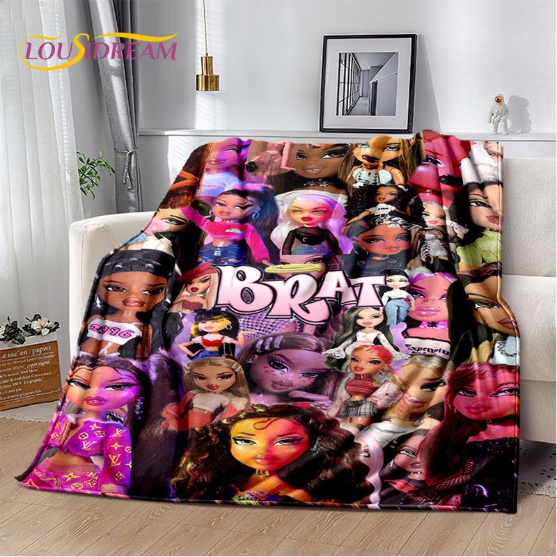Cartoon Bratz Doll Girls 3D Printed Soft Blankets,Keep Warm Throw Blanket Comfortable Blanket for Picnic Beds Sofa Home Bedroom