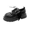 Muffin platform retro British small leather shoes women's autumn new black sweet cool Mary Jane wings women's shoes