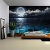 A beautiful lake and moon background tapestry made of polyester fiber suitable for living room bedroom and office.