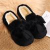 In Autumn and Winter, Women's New Bow-tie Fluffy Shoes with One Foot On Flat-soled Doudou Shoes Wear Thickened and Velvet Warm Cotton Shoes