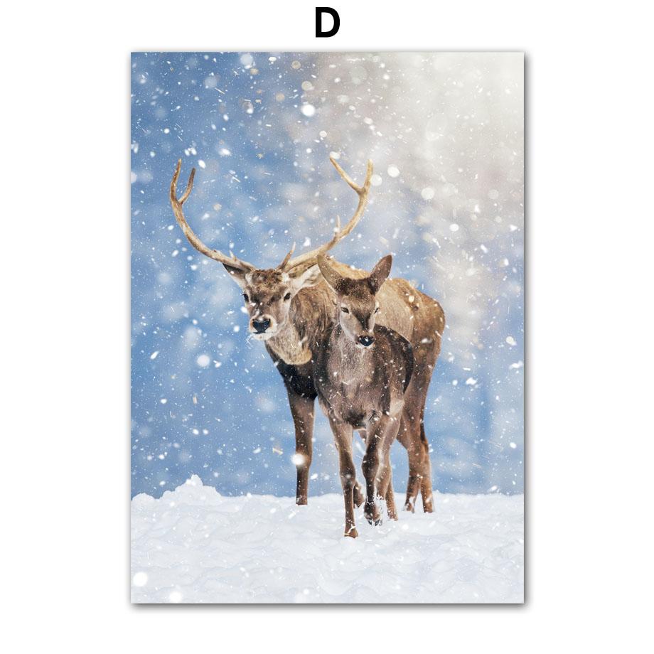 

Зимний снег, сосновый лес, замок с оленями, настенная живопись на холсте, постеры на скандинавскую тему и принты, настенные панно для декора гостиной A4 21X30cm No Framed