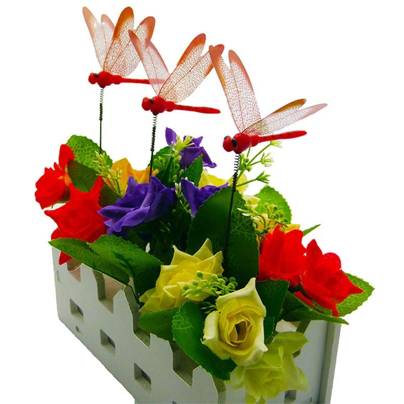 5/10pcs 3D Dragonfly Outdoor Decor Waterproof Vibrant Color Yard Ornament for Flower Arrangement Planter Patio Garden