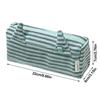 INS Mint Green Stripe Pencil Case Large Capacity Devil Horn Pen Bag with Transparent Pocket Stationery Bag Students