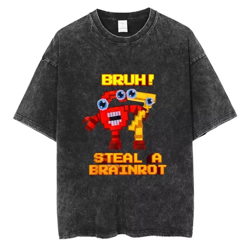 Italian Brainrot Funny Meme Washed Vintage T-shirt Six Seven 67 Number Tshirt Men Women Casual Fashion Oversized Crewneck Tees
