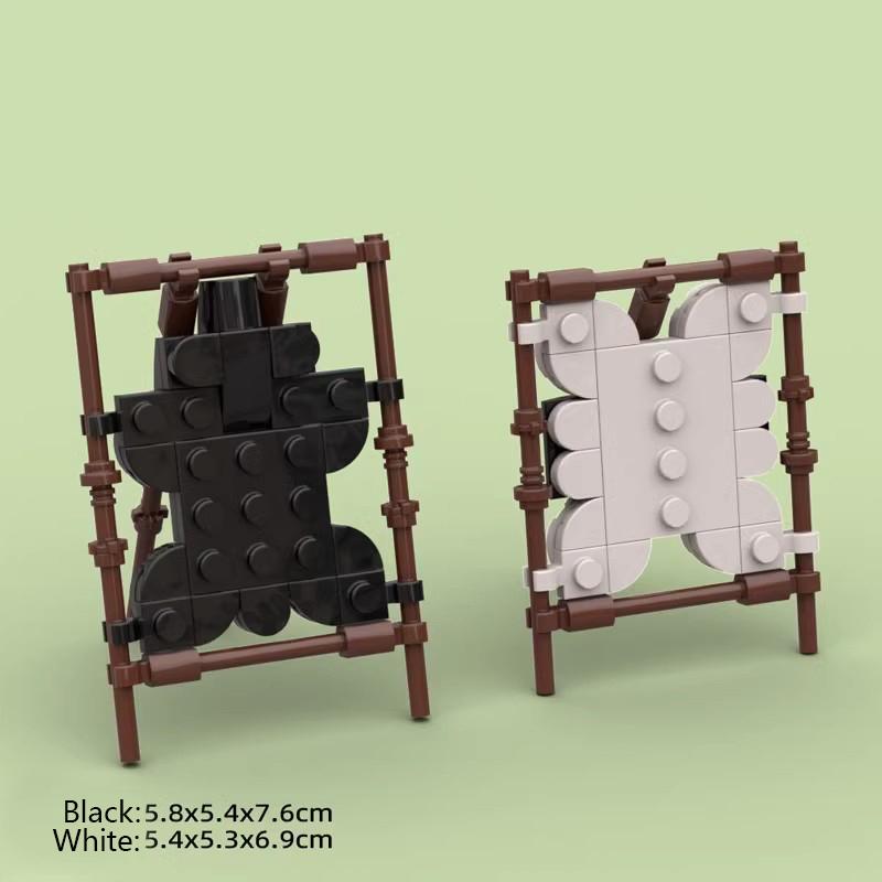 MOC Medieval Furniture Building Blocks Cannon Sheepskin Leather Rack Spinning Wheel Map Desk Loom Bricks Toys Kids Gift