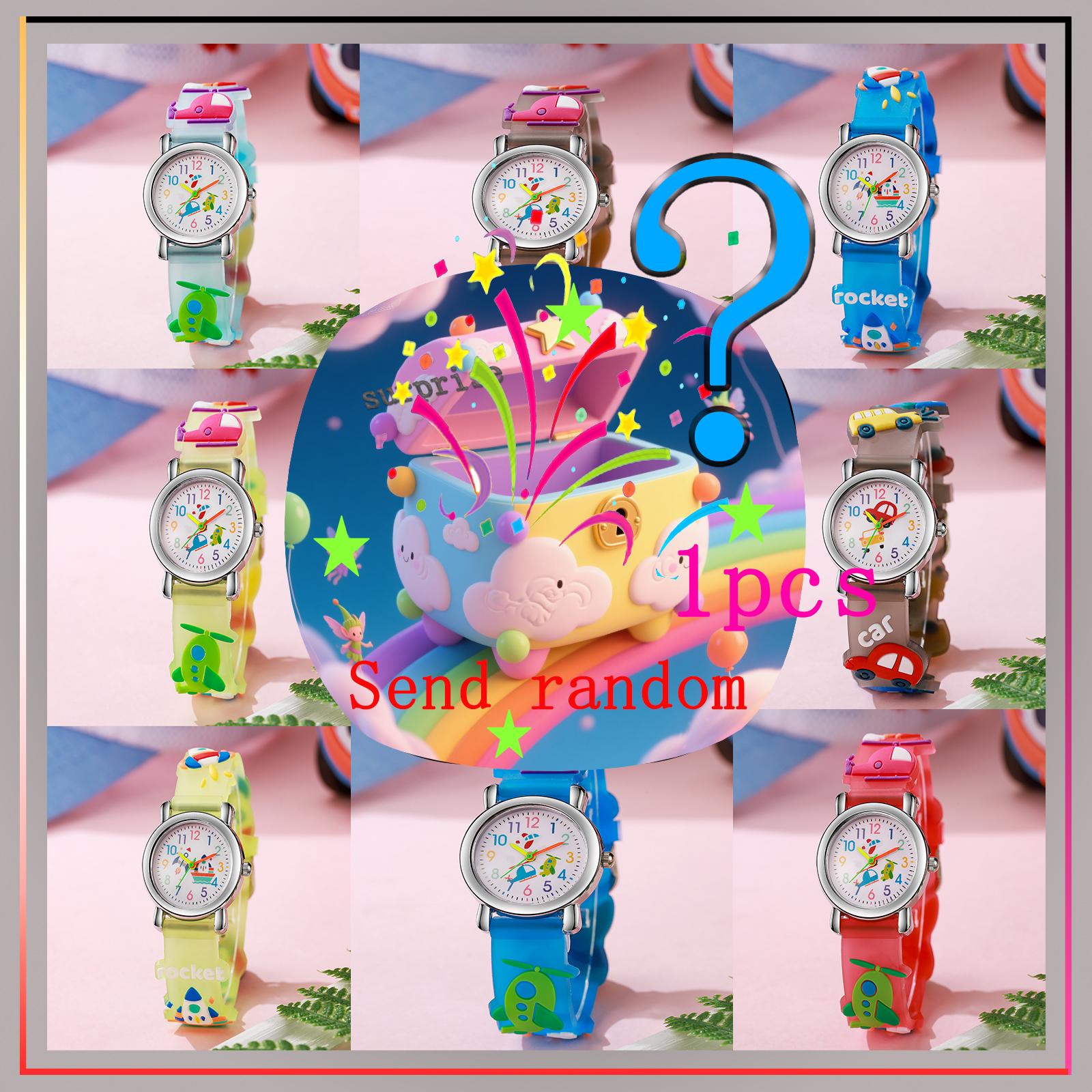 

Surprise blind box new cute children s fun silicone strap colorful Arabic numeral dial quartz watch random style разноцветный