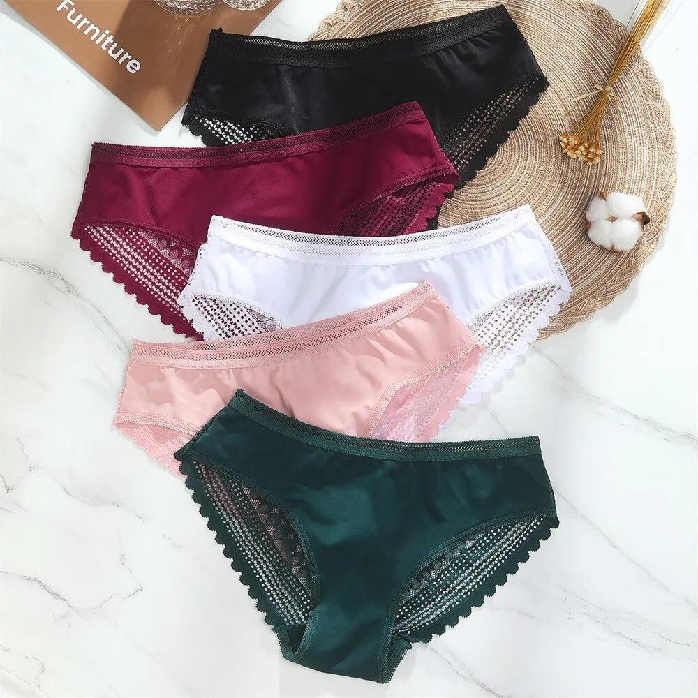 Women's Sexy Lace Panties Underwear Solid Low Waist Lingerie Underwear Female Lace Hollow Transparent Briefs Underspans