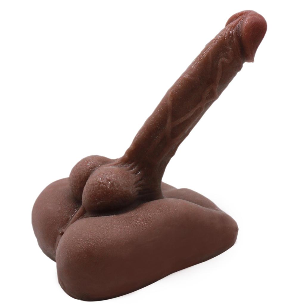 VaHppy Large 18.5*4.5cm 1.7kg Dildos Artificial Penis With Anus Sex Toys For Gay Girl Women Brown Skin Masturbator Free Hands Bent Arbitrarily