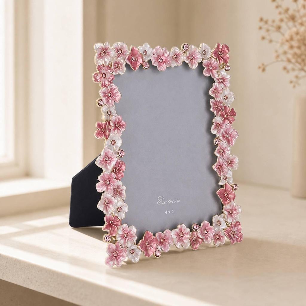 Flower Tabletop Photo Frame Embellished with Floral Border Decorative