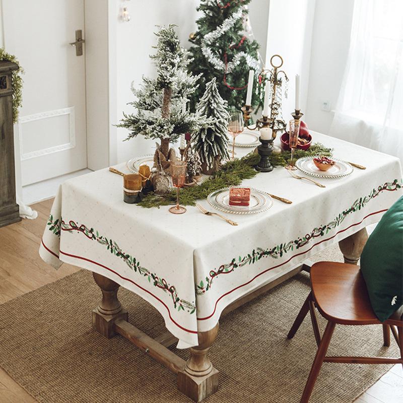 Winter Christmas Tablecloth Waterproof Tablecloth Thickened Rectangular Tablecloth Coffee Table Cloth