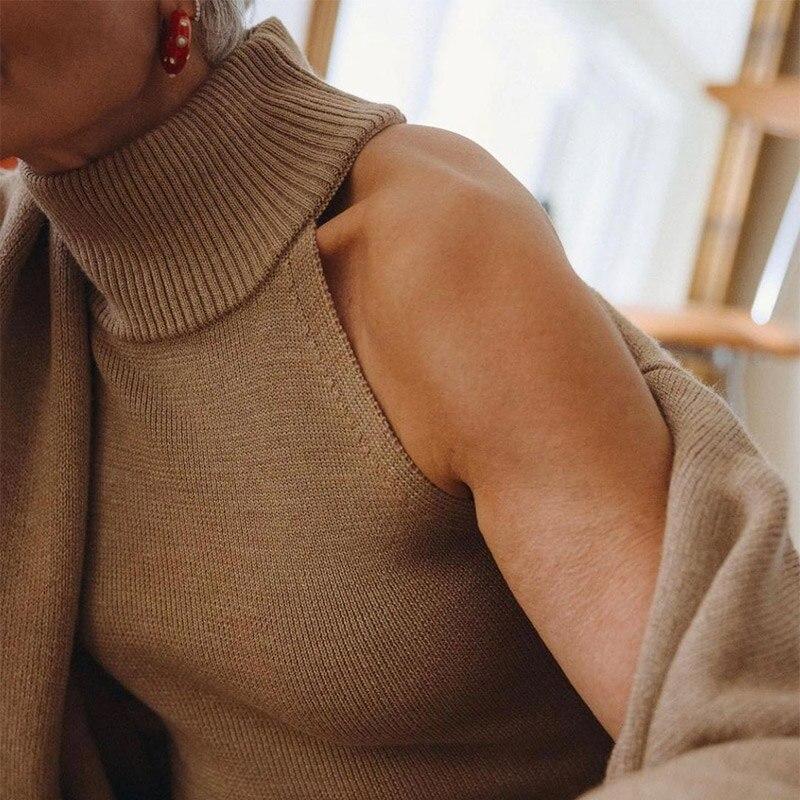 Knitted Solid Women Cardigans Sets Turtleneck Sleeveless Pullovers with Loose Pants Suit 2021 Winter Elegant Ladies Set 3 Pieces