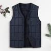 Men Waistcoat V-Neck Sleeveless Single Breasted Quilted Vest Coat with Zipper Pockets Solid Color Plush Lining Thickened Thermal Vest Jacket