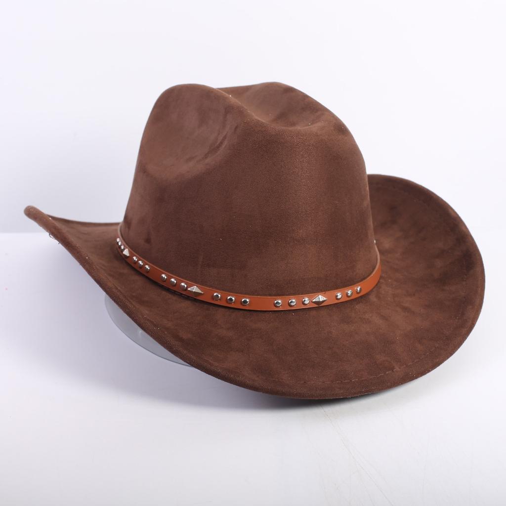 Nuovo colore cappello da cowboy western da uomo e da donna versatile per il pendolarismo stile semplice tesa larga cappello a cilindro cappello da sole