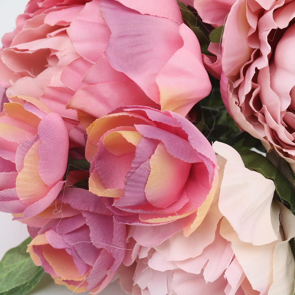 8 Head Artificial Peony Silk Flower Leaf Home Wedding Party Decor Floral Bouquet