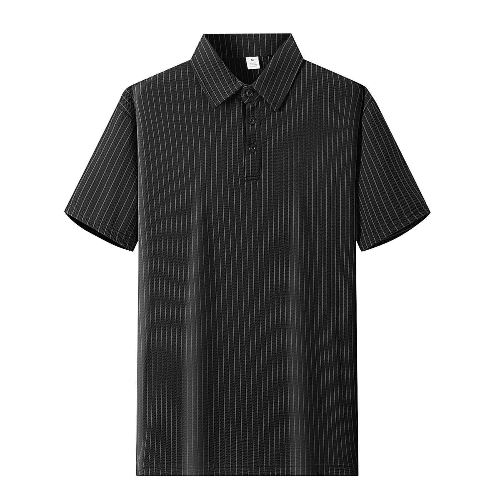 

Men s Summer Solid Color Textured Buttons Collar Loose Short Sleeve Top M