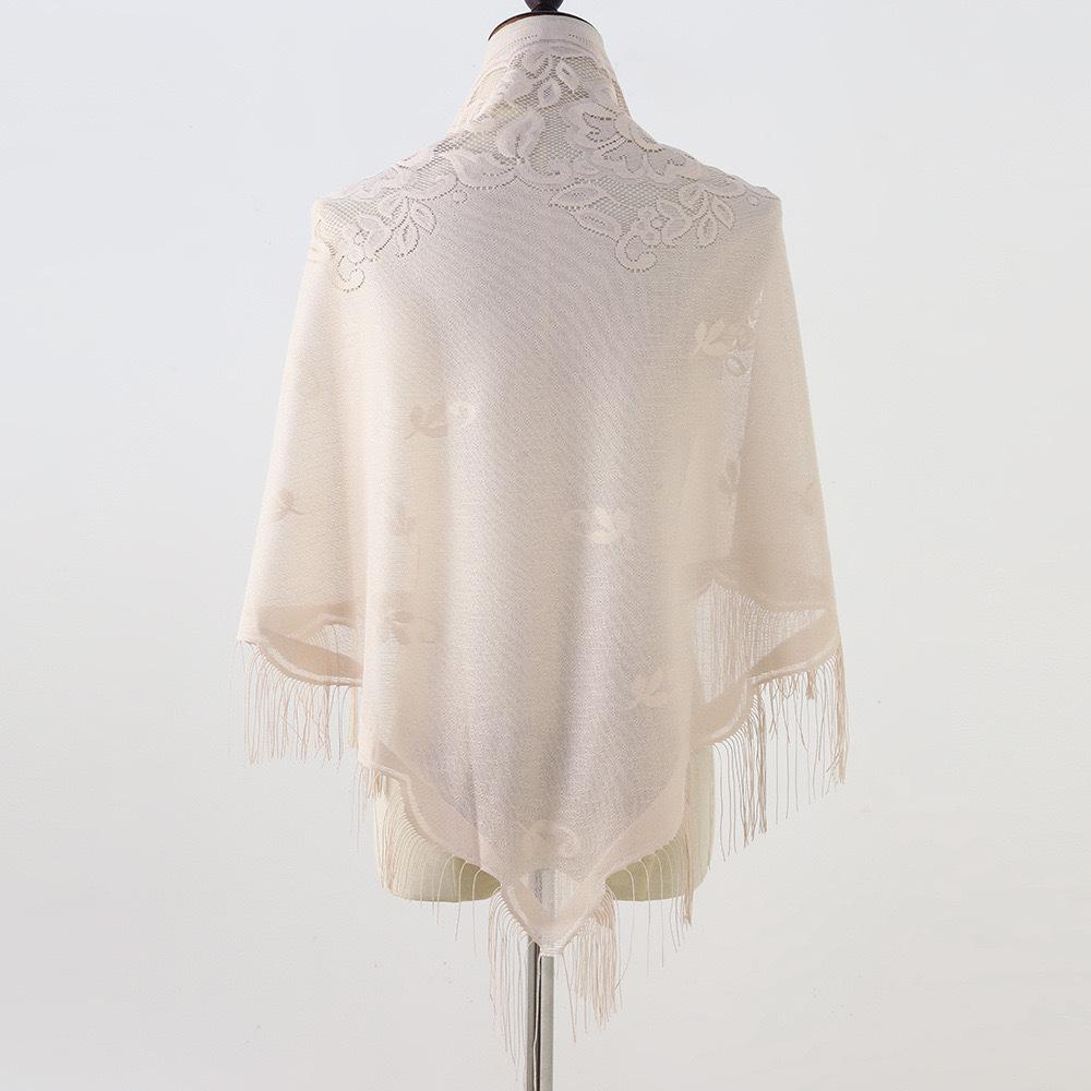 Summer Transparent Lace Flower Tassel Scarf Mesh Yarn Cheongsam Shawl Triangle Neck Scarves Neckerchief Head Scarf