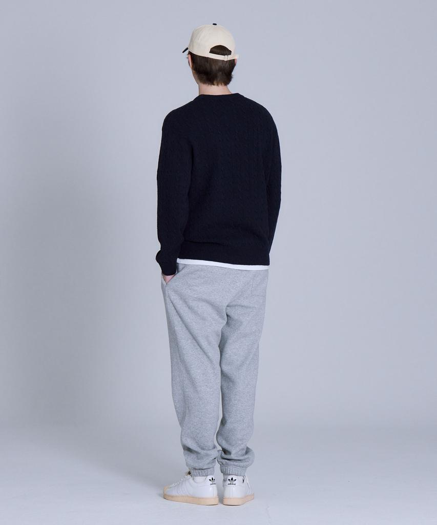 BASIC HOUSE Cable Round Neck Knit Navy Lykt7101