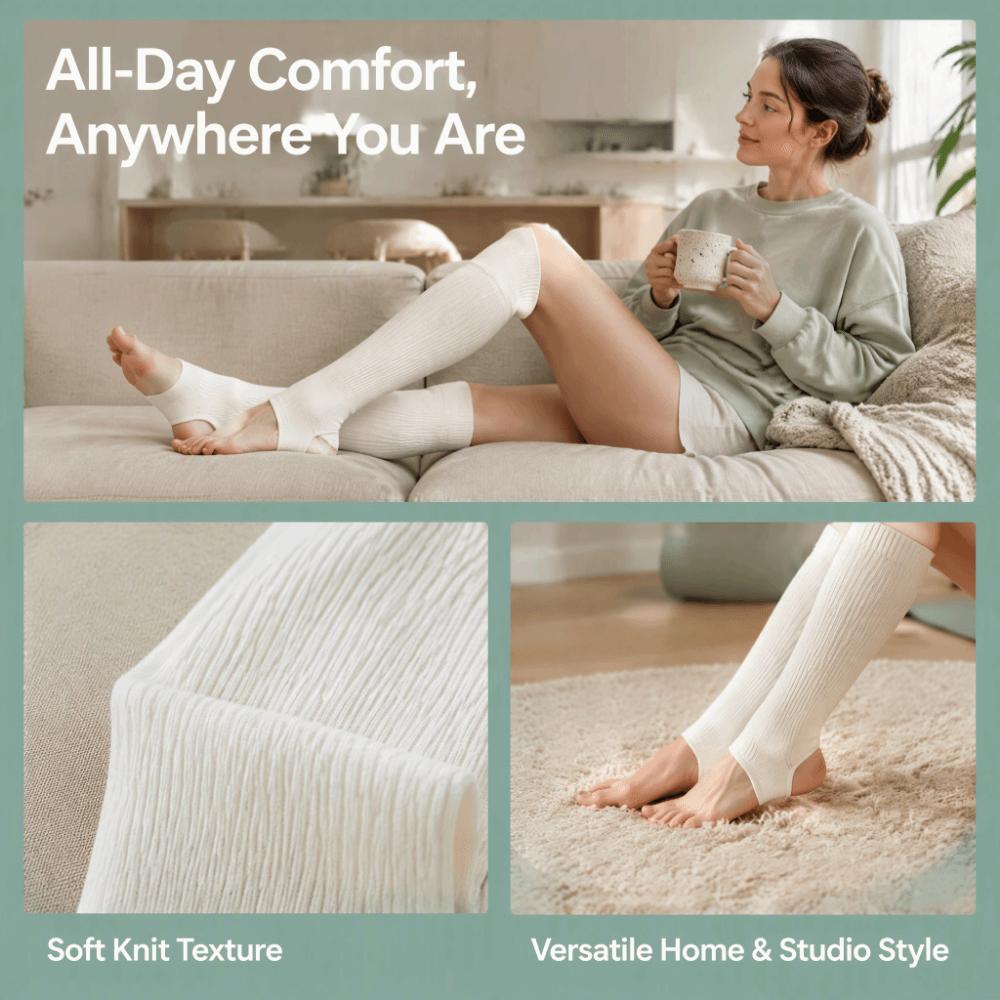 4pcs Over The Calf Knee High Stockings Open Toe Ribbed Knit Stockings Open Heel Stockings  For Women