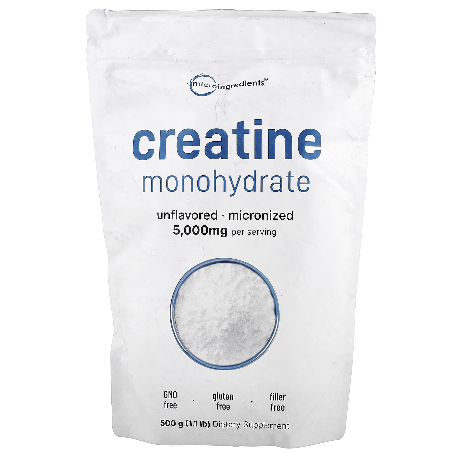 

Micro Ingredients, Creatine Monohydrate, Unflavored, 500g (1.1lb)