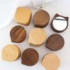 Mini Black Walnut Wood Makeup Mirror Foldable Rotatable Rotating Cosmetic Mirror Magnetic Closure Handheld Compact Pocket Mirror