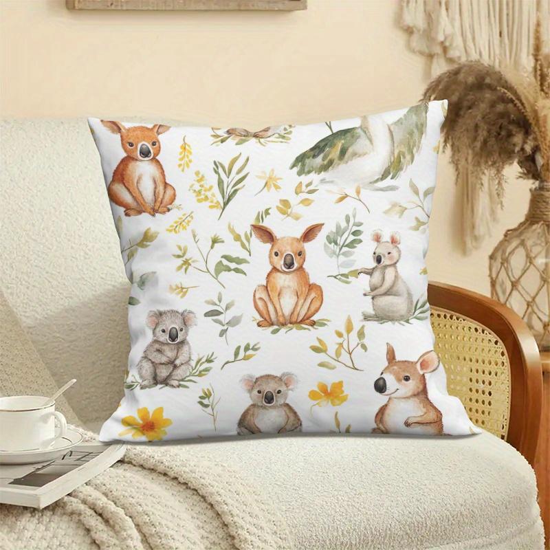 Cute Woodland Animal Pattern Pillowcase Nursery Decor Woodland Forest Baby Kids Room Throw Pillow Cover Sham