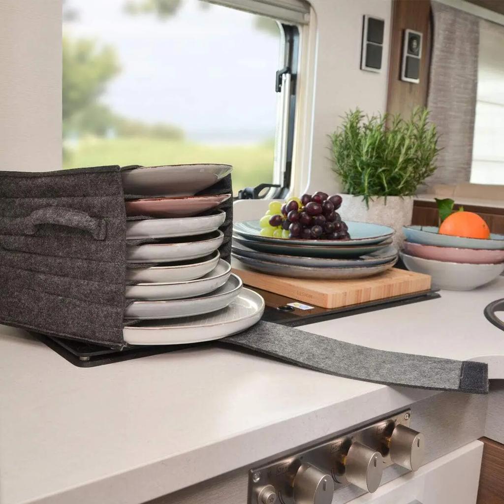 Caravan Plate Holder Tableware Storage Bag For Motorhome Campervan Boat Cupboard Interior Accessories RV Tableware Racks Parts
