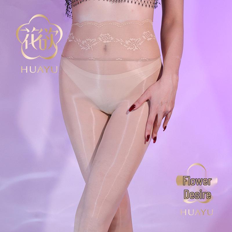 Peony Lace Seamless 5D Open Crotch Black Stockings - Erotic Women's Hosiery