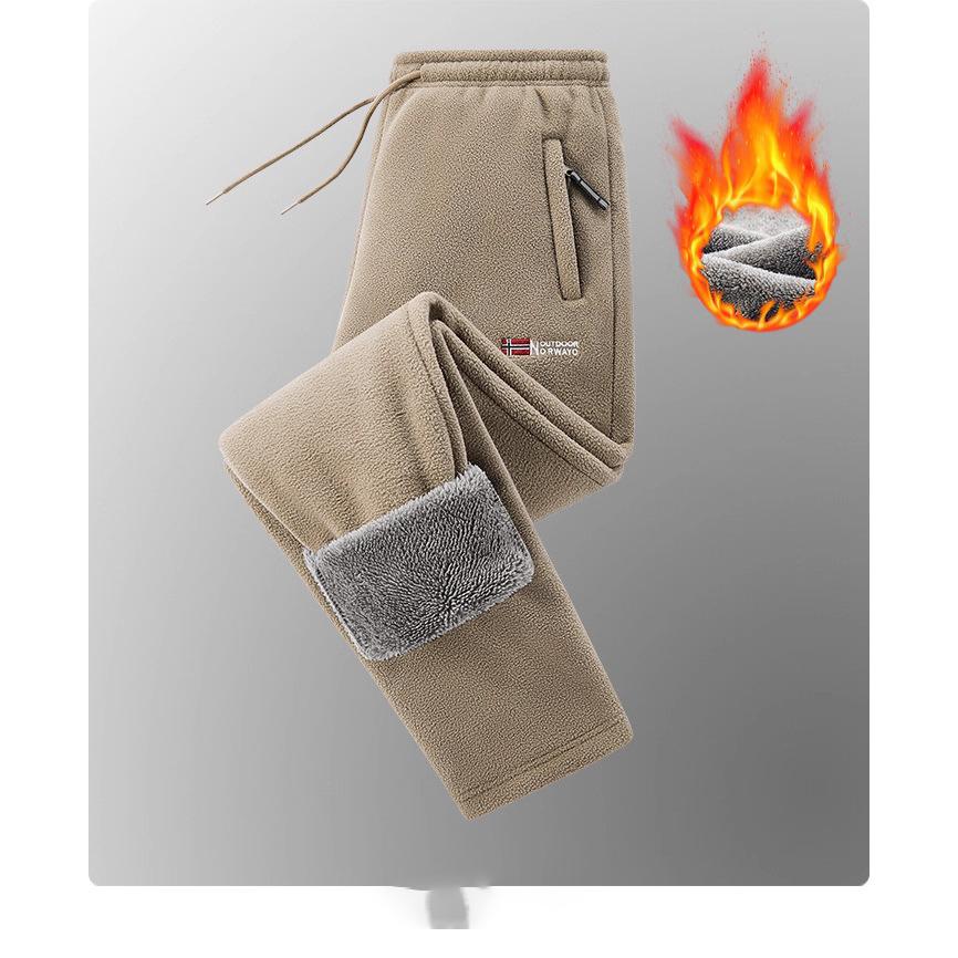 Autumn Winter Fleece Ski Pants Men's High Quality Extreme Cold Wool Thick Warm Trousers Women Outdoor Camping Work Sweatpants