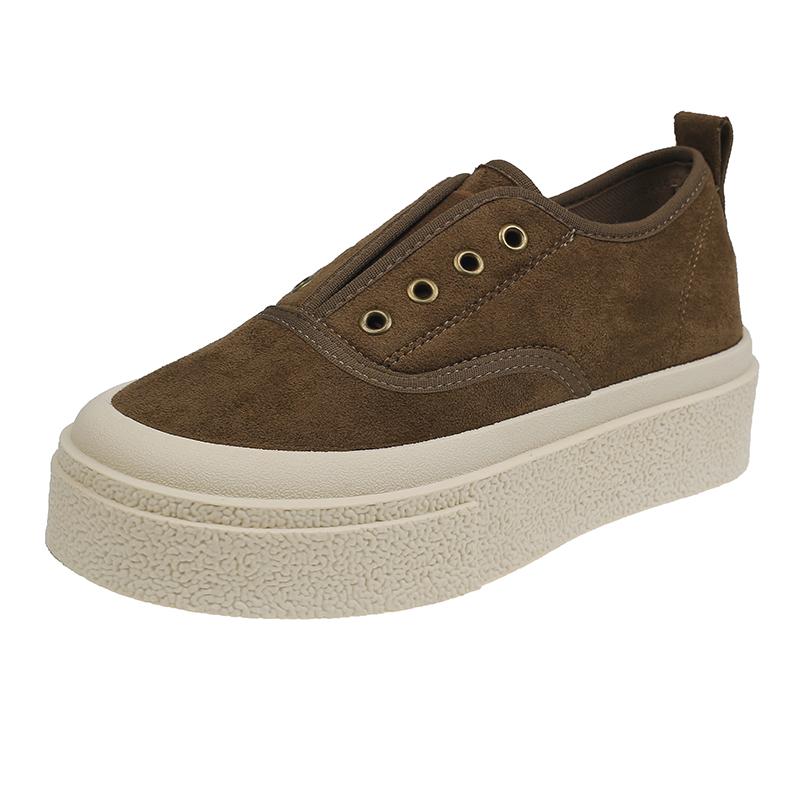 Fashion Spring New Casual Sports Shoes Women's Round Head Deep Mouth Suede Thick Sole Anti-slip Wear-resistant Single Shoes