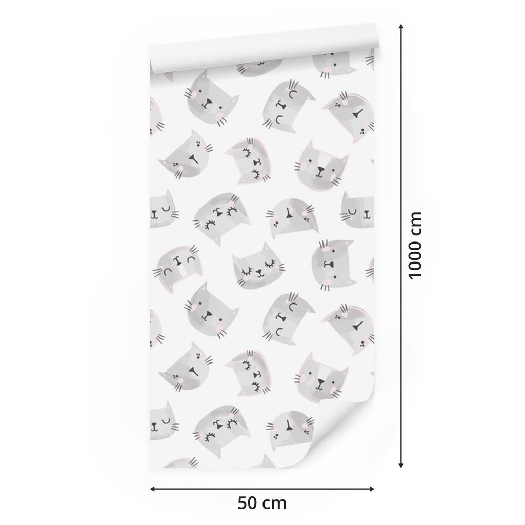Wallpaper Cats faces for living room and bedroom 50x1000