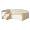 Cama Estofada Cama Infantil 90*190cm, Cama Multifuncional, Com Degraus e Grades de Proteção, Tecido de Veludo Amigo da Pele, sem Colchão Bege