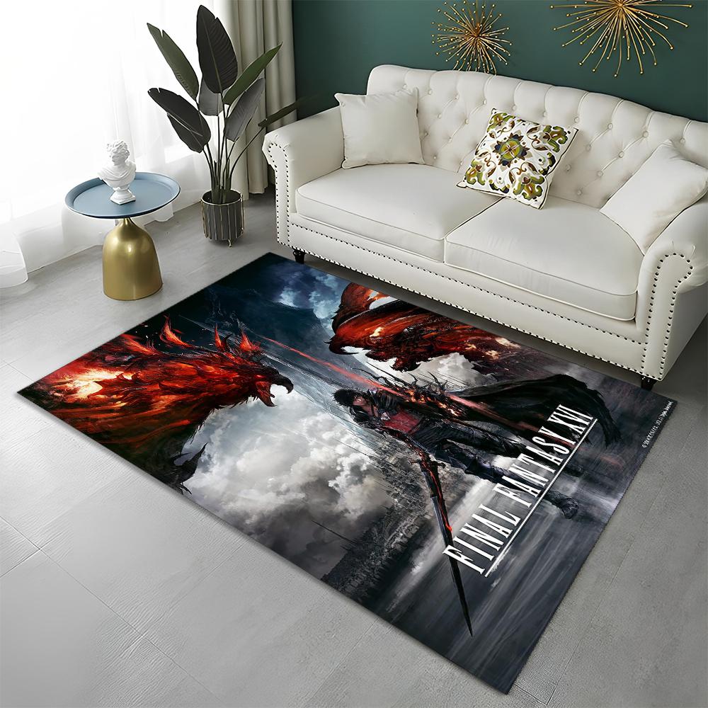 3D Final Fantasy Spiel Gamer FF14 HD Teppich für Zuhause Wohnzimmer Schlafzimmer Sofa Fußmatte Dekor, Kinderbereich Teppich Rutschfeste Bodenmatte