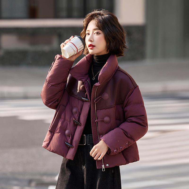 

Женское зимнее пуховое пальто с вставками из ПУ - Свободное, Модное, Молодящее, GE1685 L (130-150 jin)