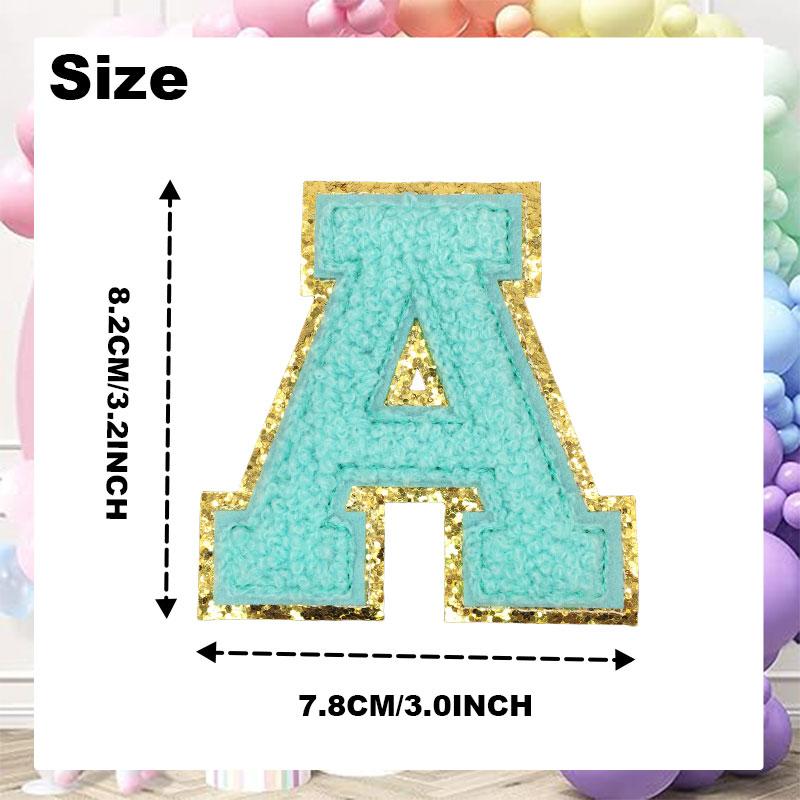 4Pcs Chenille Letters Patches Embroidery Iron On Letters Patch Appliques For Clothing Sticker Diy Accessories Large Size: 8.2Cm
