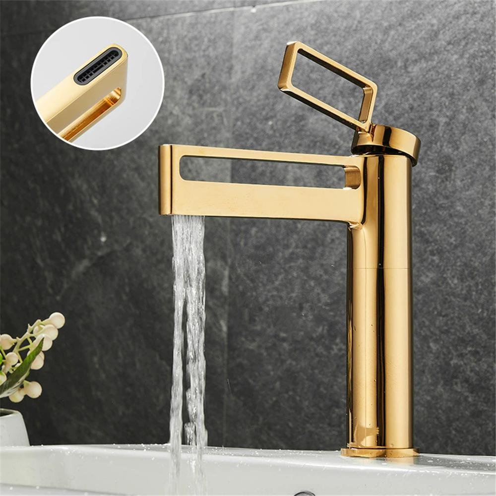 Gold Bathroom Faucet Hot & Cold Black Basin Faucets Brass Bathroom Sink Faucet Deck Mounted Lavotory Faucet Mixer Water Tap