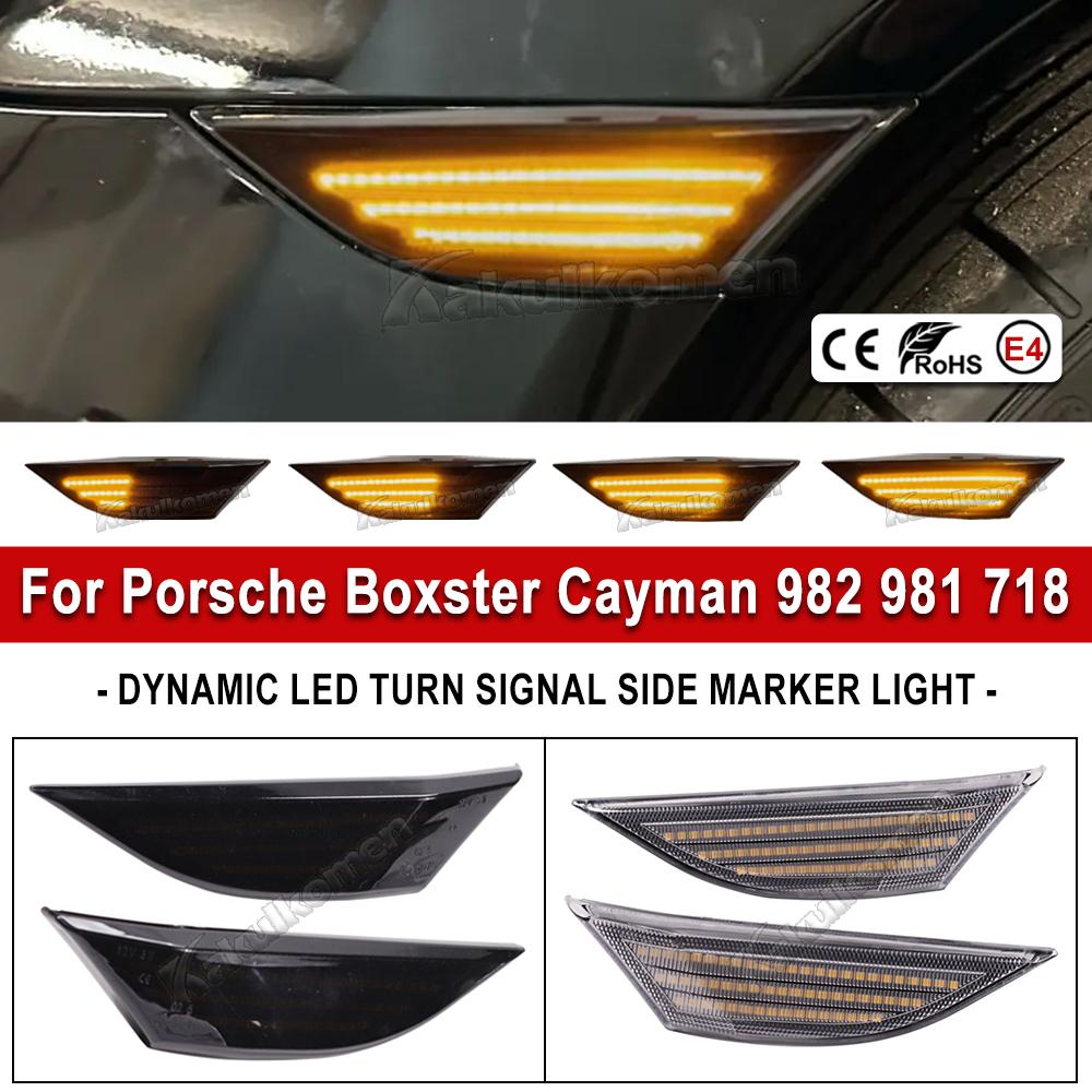2PCS Dynamic LED Side Marker Flowing Turn Signal Light Sequential Blinker For Porsche 911 Carrera 991 Boxster 981 Cayman 982 GT2