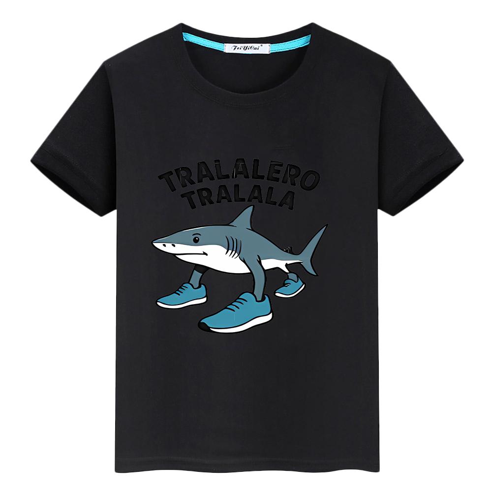 Tralalero tralala Potisk 100% bavlna tričko pro děti kluk 10 let Kawaii Trička y2k anime Topy Roztomilé Krátký pride tričko dívčí oblečení