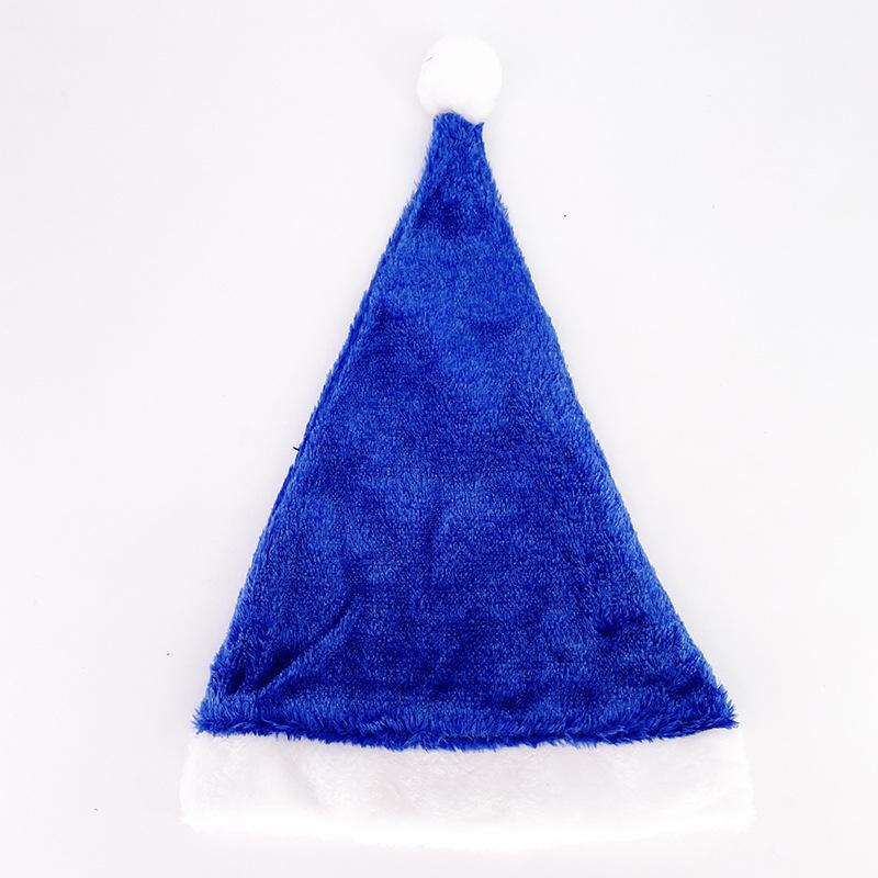 Available: Red/Blue/Pink/Green/Yellow Santa Hat - Short Plush, Brushed Finish for Adults, Holiday Party Christmas Decoration.