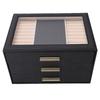 3 Layer Jewelry Box PU Leather Velvet Lining Jewelry Organizer Box with Clear Top Window for Ring Necklace Earring