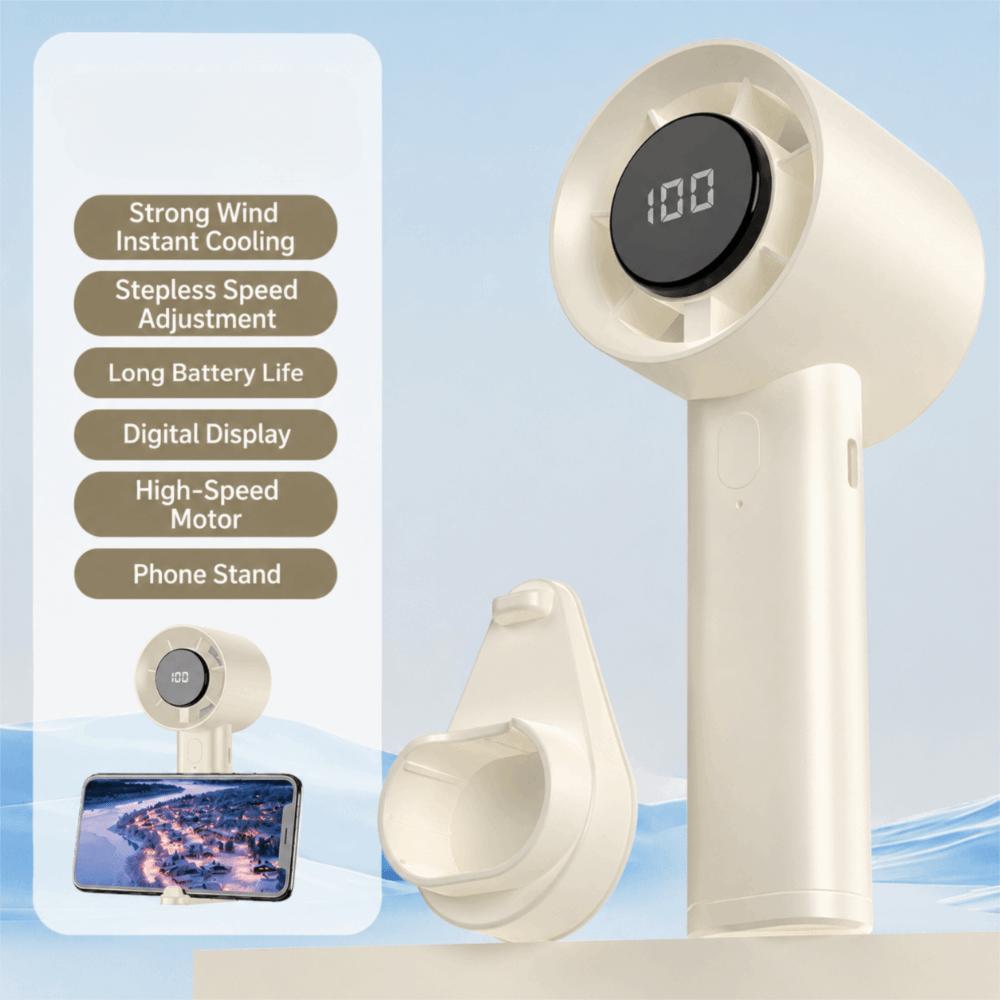USB Rechargeable Handheld Fan LED Display Outdoor Fan New Mini Fan